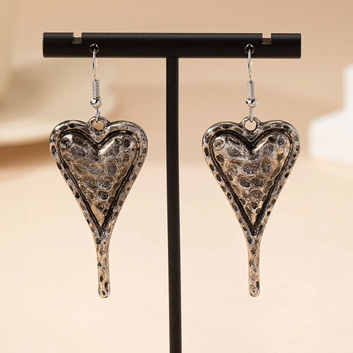 1 Pair Vintage Style Heart Shape Zinc Alloy Drop Earrings