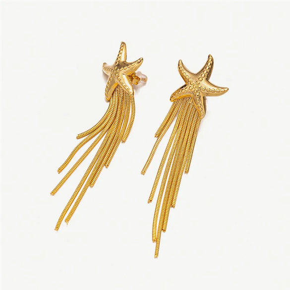 1 Pair Vintage Style Jellyfish Starfish Plating 304 Stainless Steel Drop Earrings Ear Studs