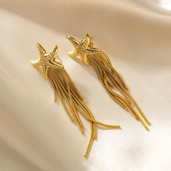 1 Pair Vintage Style Jellyfish Starfish Plating 304 Stainless Steel Drop Earrings Ear Studs