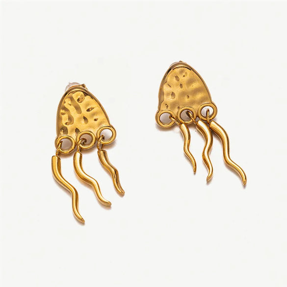 1 Pair Vintage Style Jellyfish Starfish Plating 304 Stainless Steel Drop Earrings Ear Studs