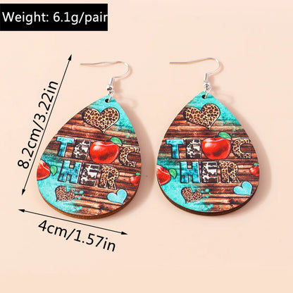 1 Pair Vintage Style Letter Pencil Alloy Wood Drop Earrings