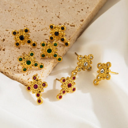 1 Pair Vintage Style Modern Style Simple Style Cross Inlay Stainless Steel Rhinestones Ear Studs