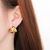 1 Pair Vintage Style Oval Heart Shape Plating 304 Stainless Steel 18K Gold Plated Ear Studs