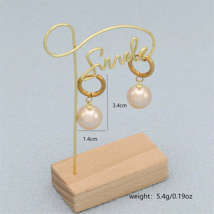 1 Pair Vintage Style Romantic Simple Style Round Plating Inlay 304 Stainless Steel Pearl 18K Gold Plated Drop Earrings