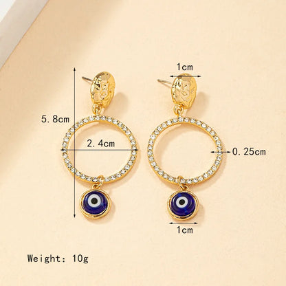 1 Pair Vintage Style Round Plating Inlay Alloy Rhinestones Gold Plated Drop Earrings