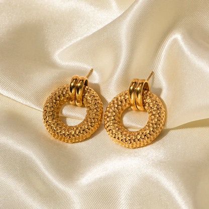 1 Pair Vintage Style Round Plating Stainless Steel 18k Gold Plated Earrings