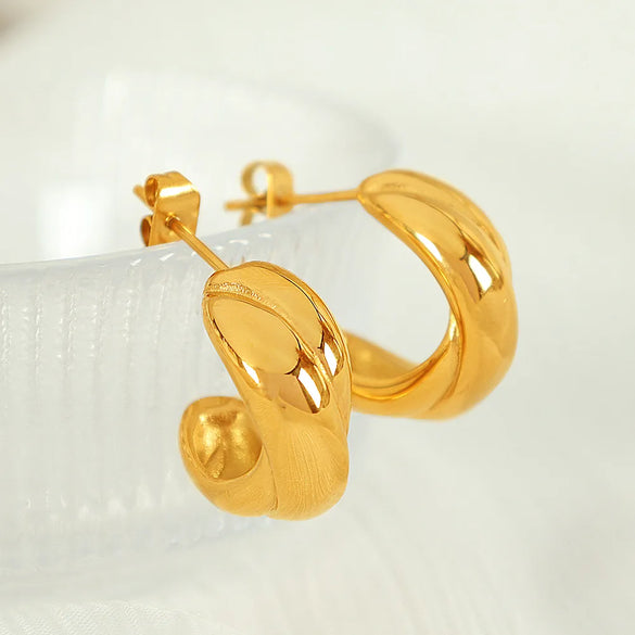 1 Pair Vintage Style Simple Style C Shape 304 Stainless Steel 18K Gold Plated Ear Studs