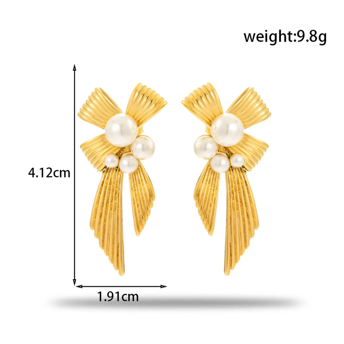 1 Pair Vintage Style Simple Style C Shape Water Droplets Bow Knot Plating Inlay 304 Stainless Steel Pearl Zircon Ear Studs