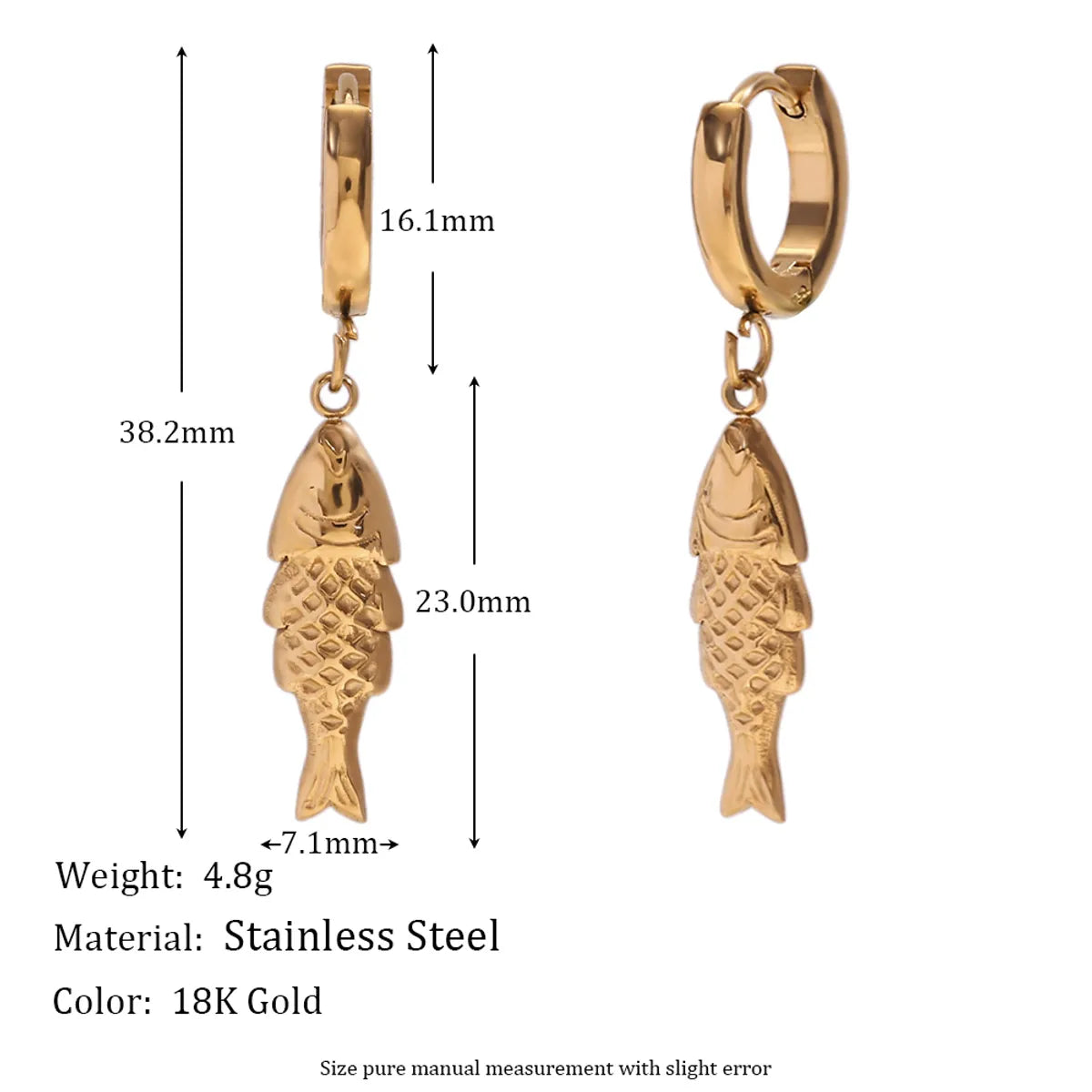 1 Pair Vintage Style Simple Style Classic Style Dolphin Shark Plating 304 Stainless Steel 18K Gold Plated Drop Earrings