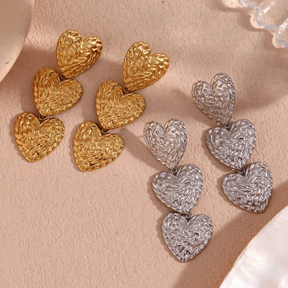 1 Pair Vintage Style Simple Style Classic Style Heart Shape Plating Stainless Steel 18k Gold Plated Drop Earrings