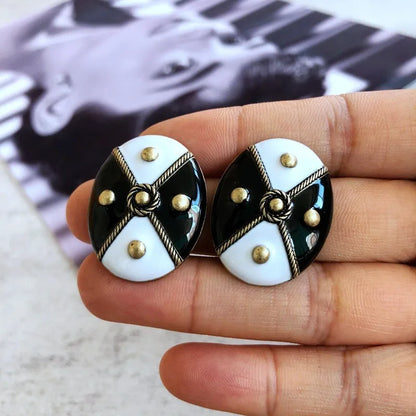 1 Pair Vintage Style Simple Style Classic Style Oval Enamel Alloy Ear Studs