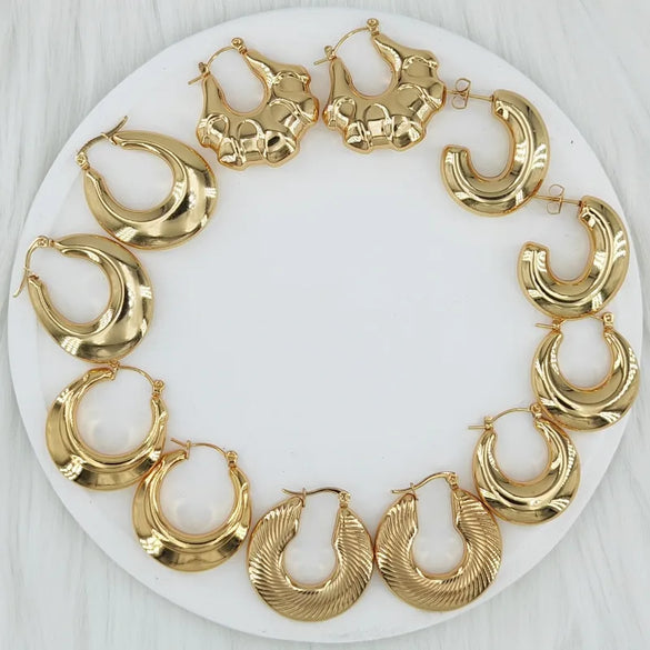 1 Pair Vintage Style Simple Style Classic Style U Shape Geometric Asymmetrical Irregular 304 Stainless Steel Gold Plated Earrings Ear Studs