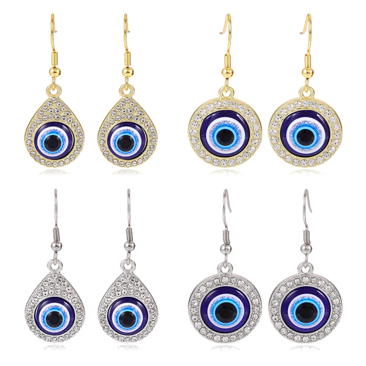 1 Pair Vintage Style Simple Style Eye Inlay Alloy Copper Rhinestones Drop Earrings