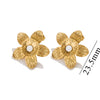 1 Pair Vintage Style Simple Style Flower Inlay 304 Stainless Steel Turquoise Ear Studs