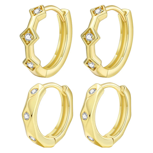 1 Pair Vintage Style Simple Style Geometric Plating Inlay Stainless Steel Zircon Gold Plated Earrings