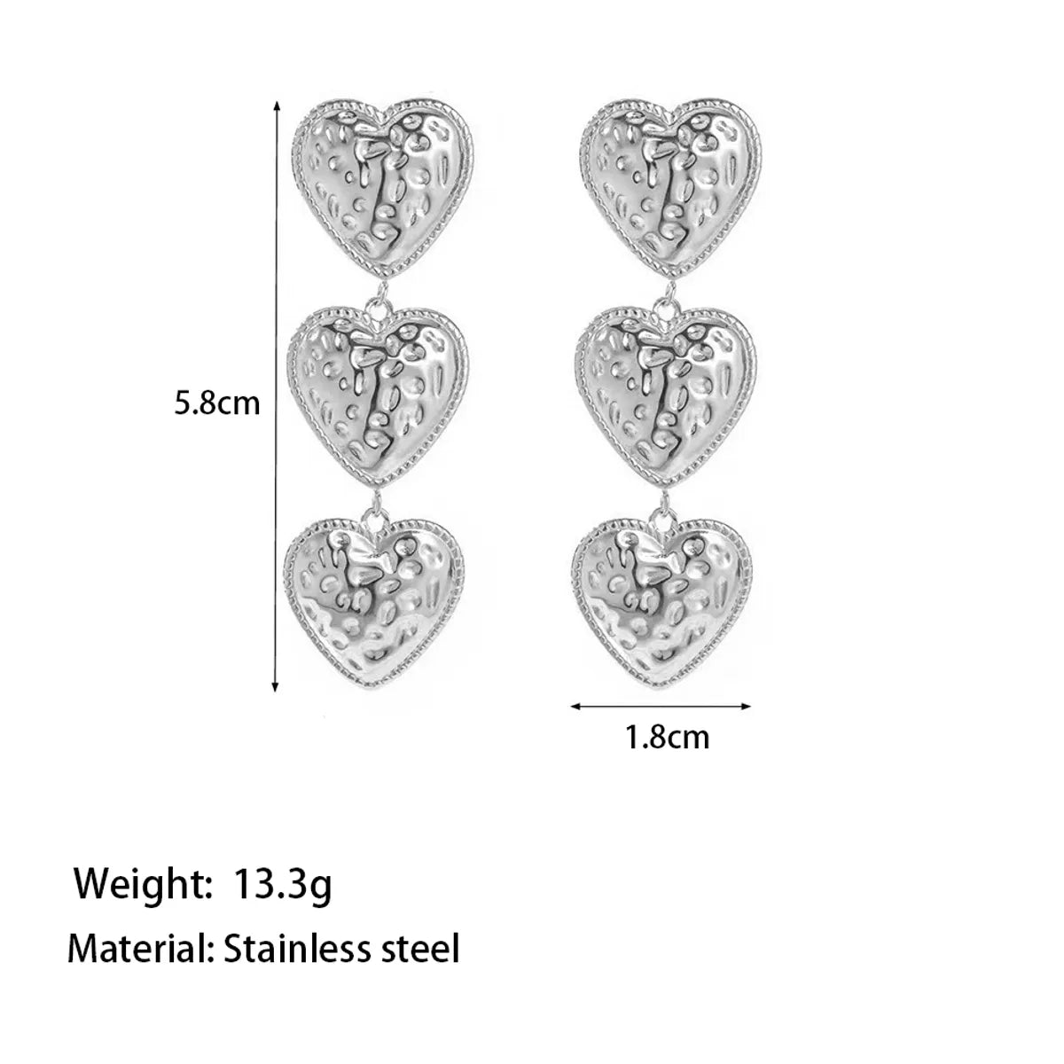 1 Pair Vintage Style Simple Style Heart Shape Polishing Plating 304 Stainless Steel 18K Gold Plated Drop Earrings