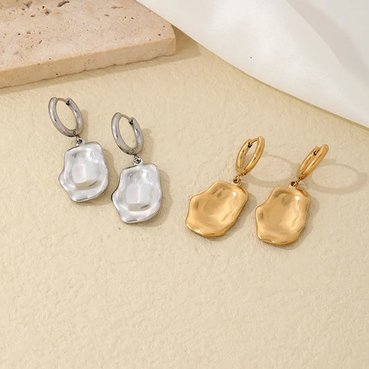 1 Pair Vintage Style Simple Style Irregular Polishing Plating Titanium Steel Gold Plated Silver Plated Drop Earrings