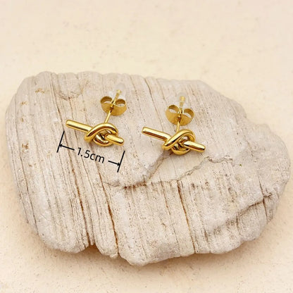 1 Pair Vintage Style Simple Style Knot 304 Stainless Steel 18K Gold Plated Ear Studs