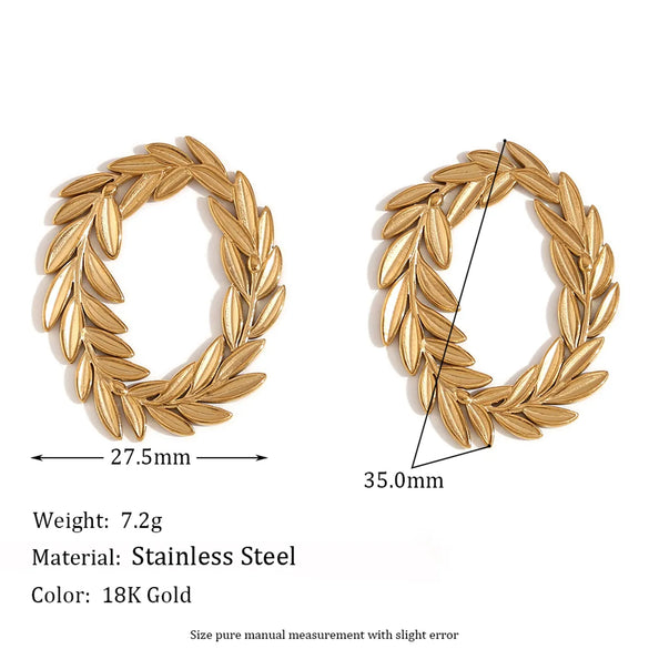 1 Pair Vintage Style Simple Style Leaves Plating Stainless Steel 18k Gold Plated Ear Studs
