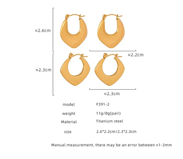 1 Pair Vintage Style Simple Style Rhombus Plating Titanium Steel 18K Gold Plated Hoop Earrings