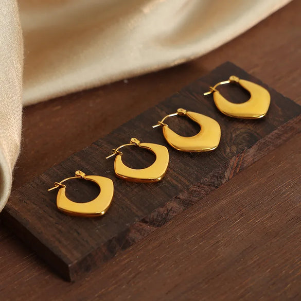 1 Pair Vintage Style Simple Style Rhombus Plating Titanium Steel 18K Gold Plated Hoop Earrings