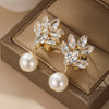 1 Pair Vintage Style Simple Style Snowflake Plating Inlay Brass Artificial Pearls Crystal Drop Earrings