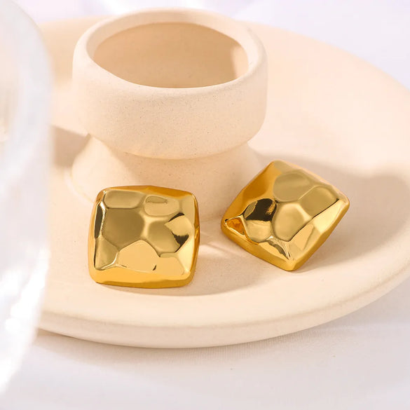 1 Pair Vintage Style Simple Style Square Plating 304 Stainless Steel 18K Gold Plated Earrings