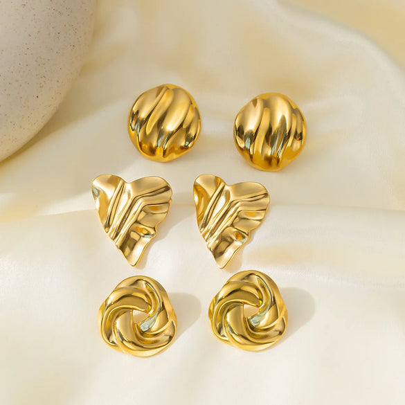 1 Pair Vintage Style Simple Style Streetwear Geometric 316L Stainless Steel  18K Gold Plated Ear Studs