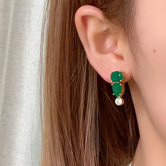 1 Pair Vintage Style Simple Style Water Droplets Plating Inlay Copper Zircon Gold Plated Drop Earrings