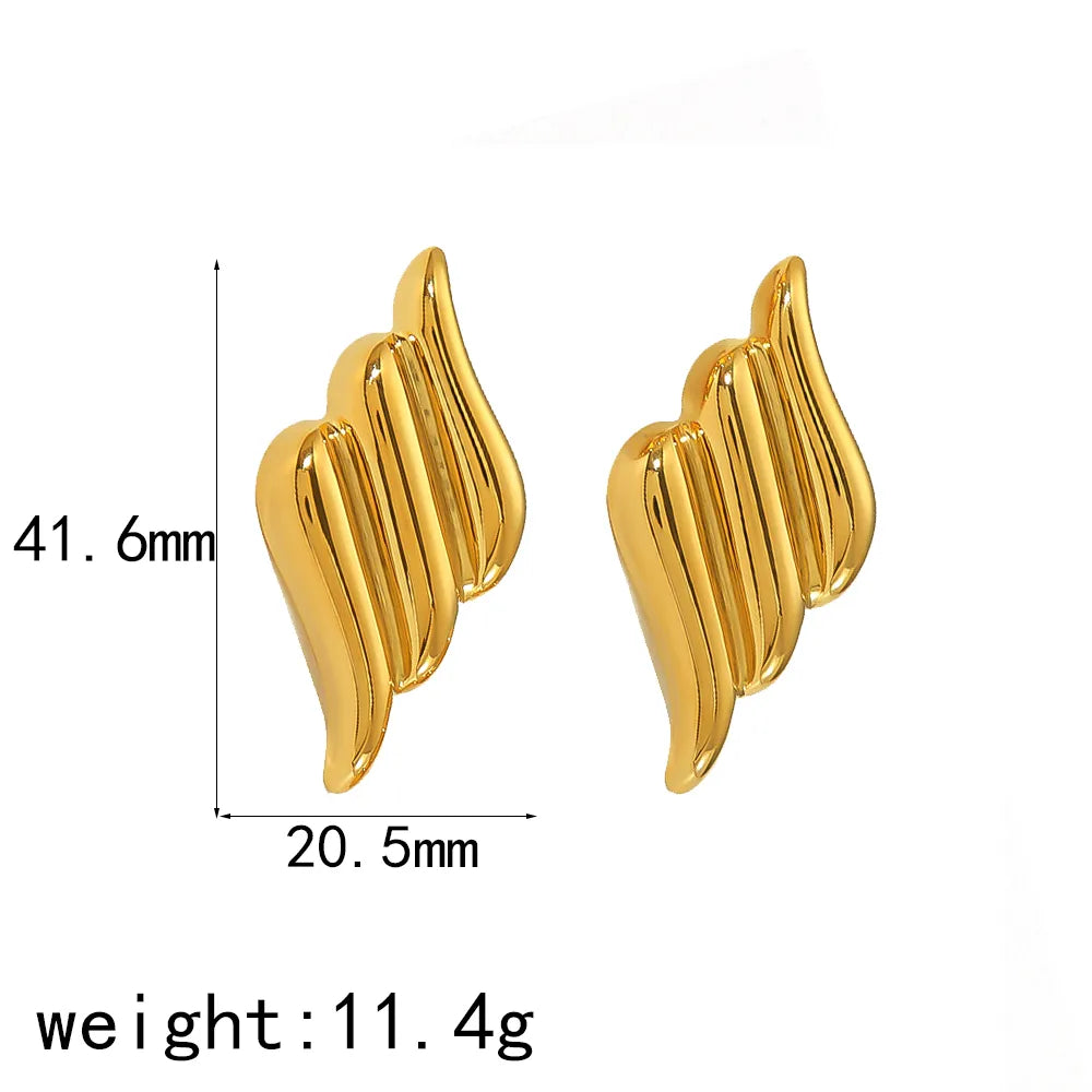 1 Pair Vintage Style Simple Style Wings Polishing Plating 304 Stainless Steel 18K Gold Plated Ear Studs