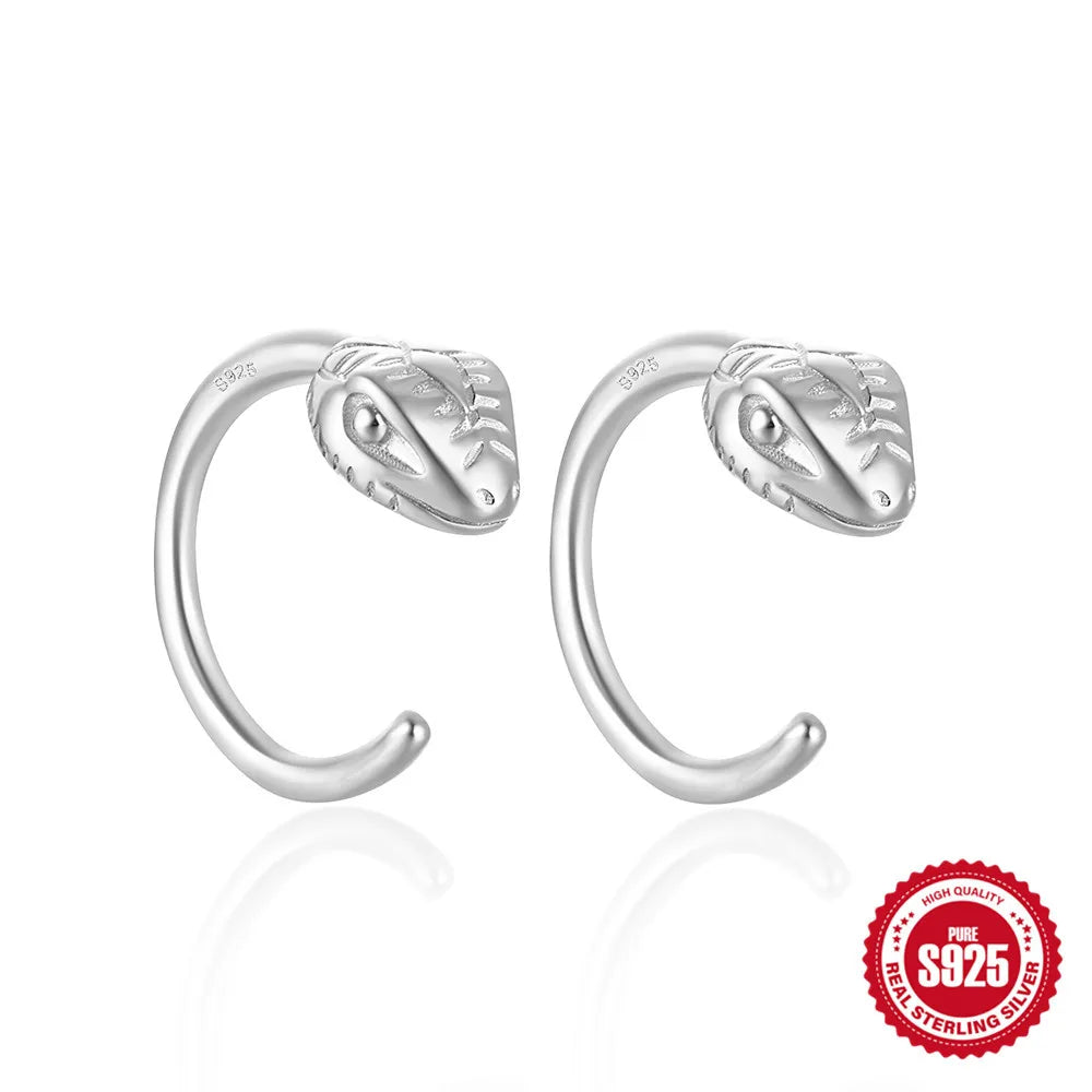 1 Pair Vintage Style Snake Plating Sterling Silver Ear Studs