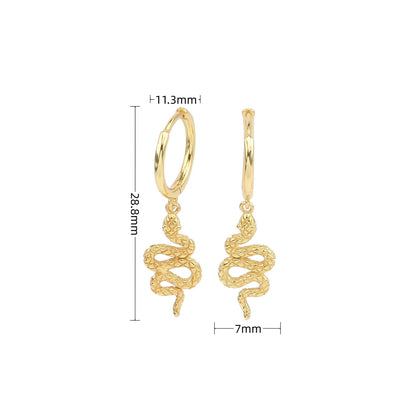 1 Pair Vintage Style Snake Plating Sterling Silver White Gold Plated Gold Plated Drop Earrings