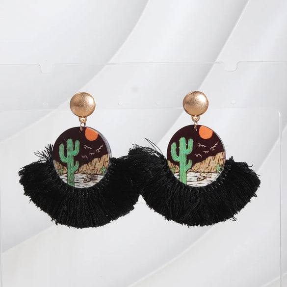 1 Pair Vintage Style Streetwear Geometric Tassel Plating Alloy Wood Cotton 14k Gold Plated 18k Gold Plated Drop Earrings