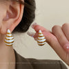 1 Pair Vintage Style Stripe Water Droplets Enamel Plating Copper Ear Studs