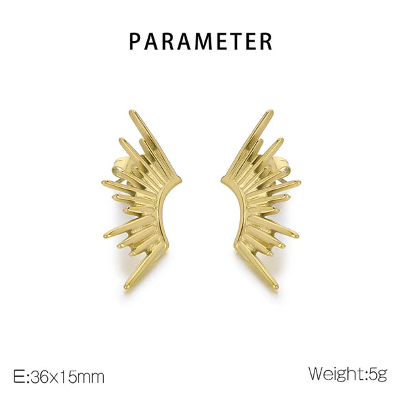 1 Pair Vintage Style Sun Plating 304 Stainless Steel 18K Gold Plated Ear Studs