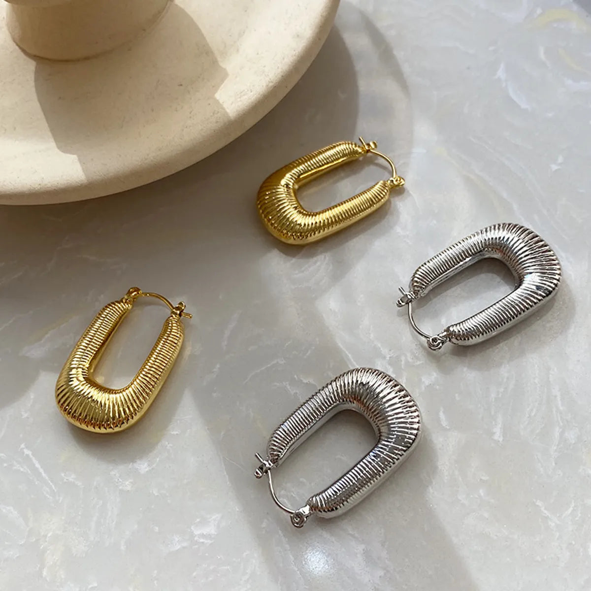 1 Pair Vintage Style U Shape Plating Copper Gold Plated Hoop Earrings