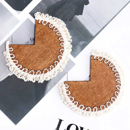 1 Pair Vintage Style Vacation Geometric Handmade Wood Drop Earrings