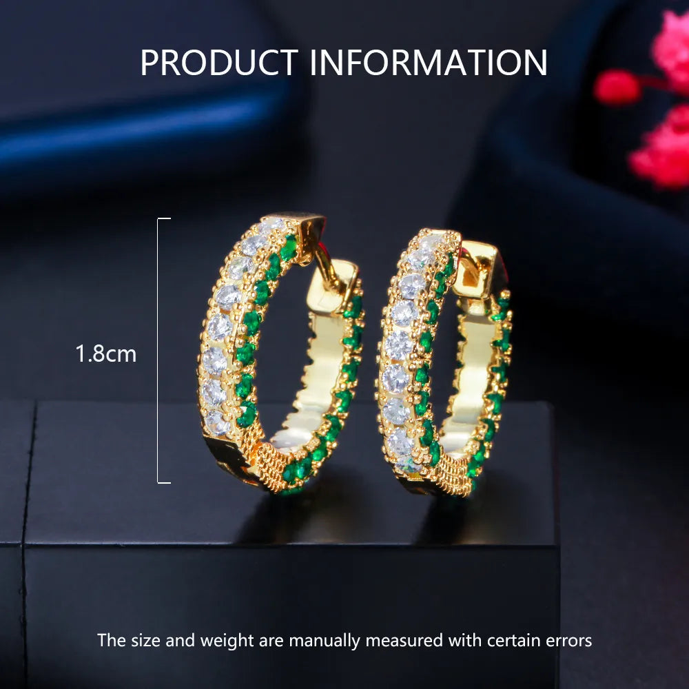 1 Pair Wedding Bridal Korean Style Circle Inlay Copper Zircon 14K Gold Plated White Gold Plated Earrings