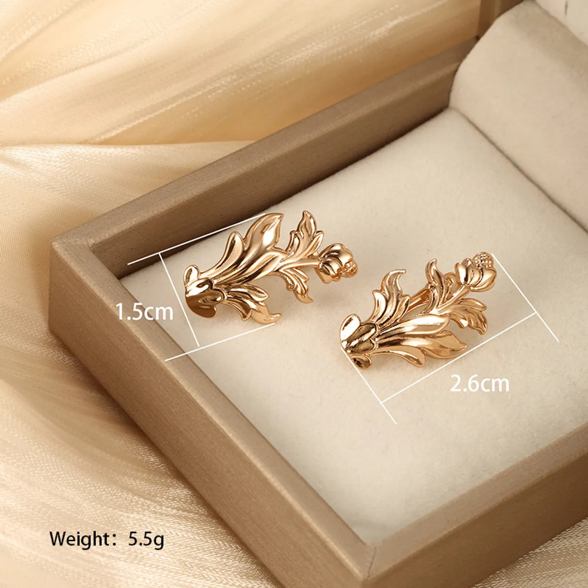 1 Pair Xuping Plant Ginkgo Leaf Plating Alloy Copper Alloy 18k Gold Plated Ear Studs