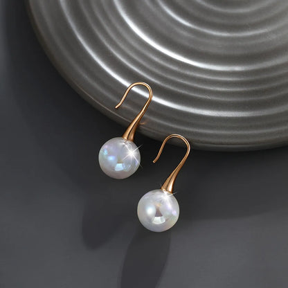 1 Pair Xuping Shiny Round Plating Inlay Alloy Copper Alloy Artificial Gemstones Artificial Pearls 14k Gold Plated 18k Gold Plated White Gold Plated Drop Earrings