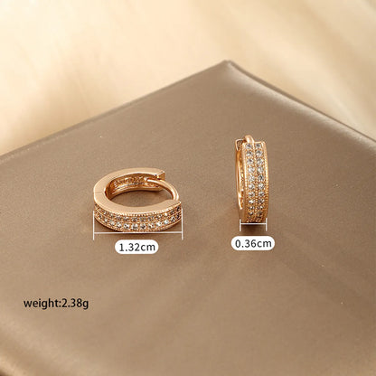 1 Pair Xuping Shiny Solid Color Plating Inlay Copper Alloy Artificial Diamond 18k Gold Plated Earrings