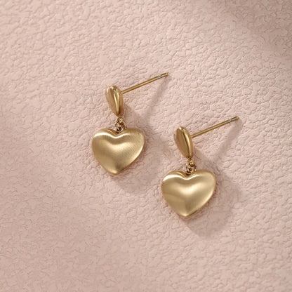 1 Pair Xuping Simple Style Circle Heart Shape Bow Knot Stainless Steel 14k Gold Plated Ear Studs