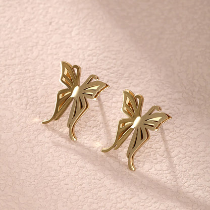 1 Pair Xuping Simple Style Circle Heart Shape Bow Knot Stainless Steel 14k Gold Plated Ear Studs