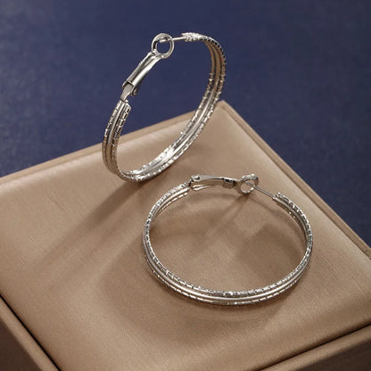 1 Pair XUPING Simple Style Circle 304 Stainless Steel Hoop Earrings