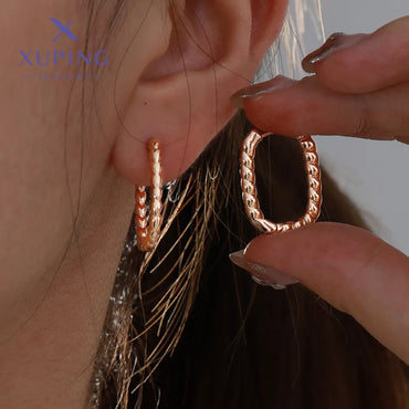 1 Pair XUPING Simple Style Commute Geometric Copper 18K Gold Plated Earrings