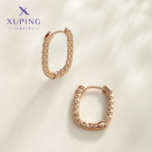 1 Pair XUPING Simple Style Commute Geometric Copper 18K Gold Plated Earrings