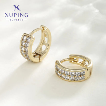 1 Pair XUPING Simple Style Commute Round Plating Copper Artificial Gemstones 18K Gold Plated Platinum Plated Earrings