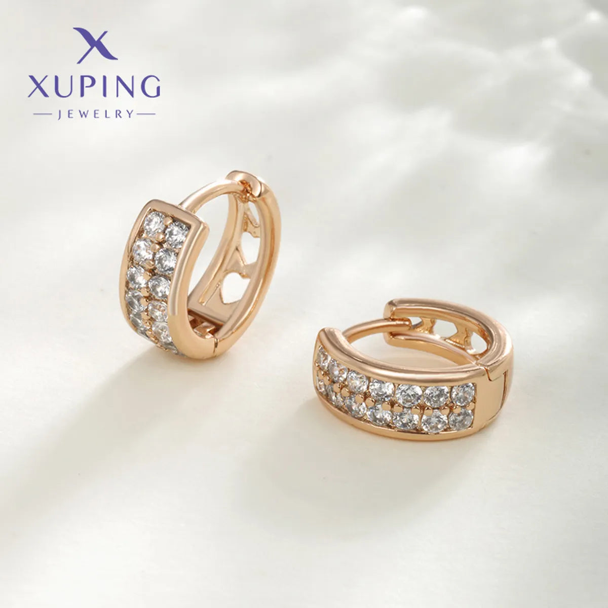 1 Pair XUPING Simple Style Commute Round Plating Copper Artificial Gemstones 18K Gold Plated Platinum Plated Earrings