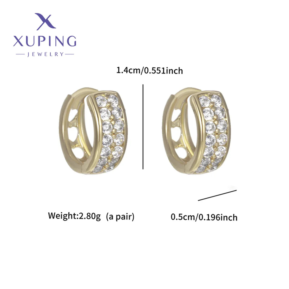 1 Pair XUPING Simple Style Commute Round Plating Copper Artificial Gemstones 18K Gold Plated Platinum Plated Earrings