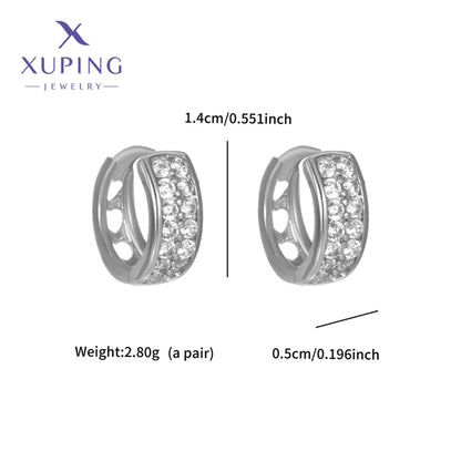 1 Pair XUPING Simple Style Commute Round Plating Copper Artificial Gemstones 18K Gold Plated Platinum Plated Earrings